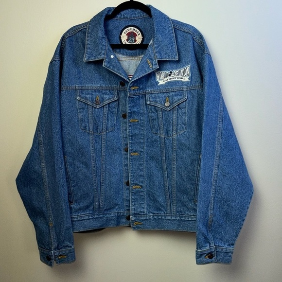 1996 world Reunion Walt Disney world jean jacket size L. EUC. - Picture 1 of 5